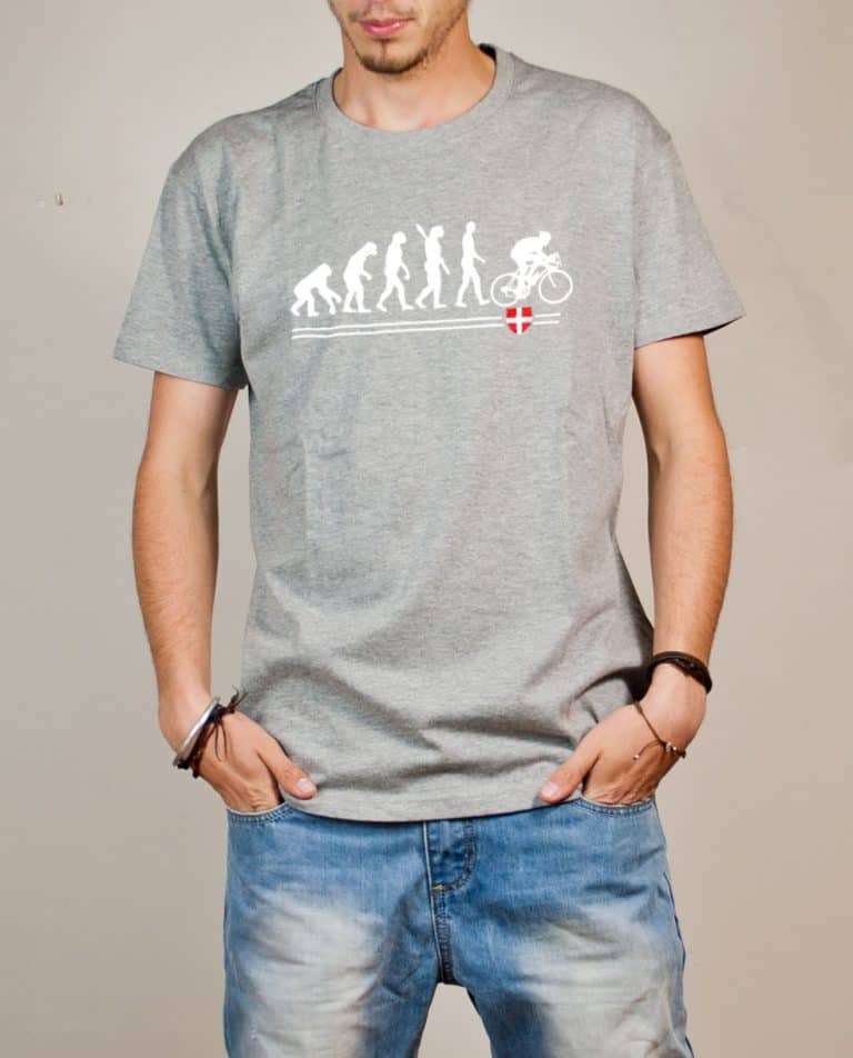 T-shirt Cyclisme : Évolution de l'homme en cycliste homme gris