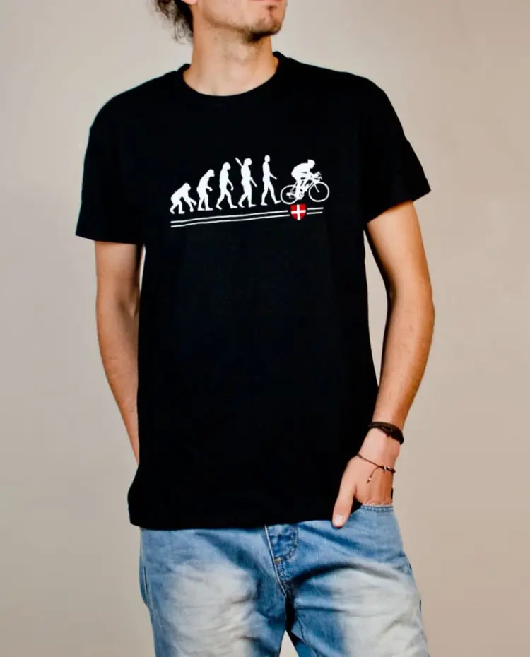 T-shirt Cyclisme : Évolution de l'homme en cycliste homme noir