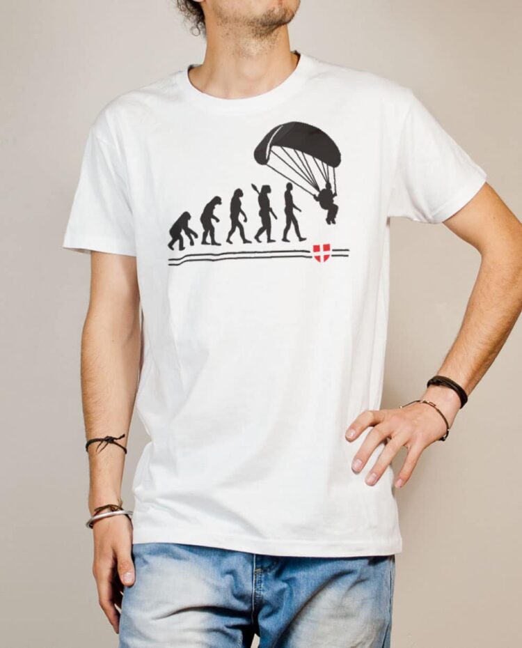 T-shirt Parapente : Évolution de l'homme en parapentiste homme blanc