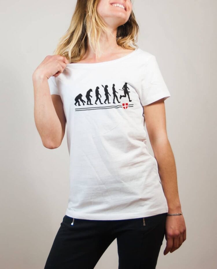 T-shirt Joggeur : Évolution de l'homme en coureur de trail femme blanc