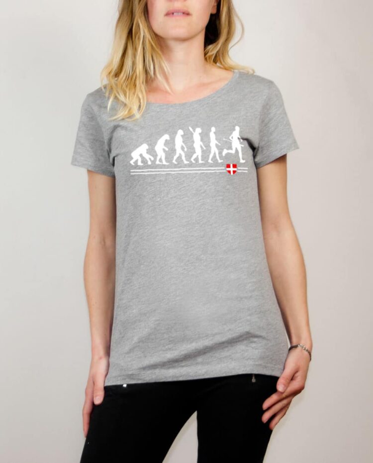 T-shirt Joggeur : Évolution de l'homme en coureur de trail femme gris