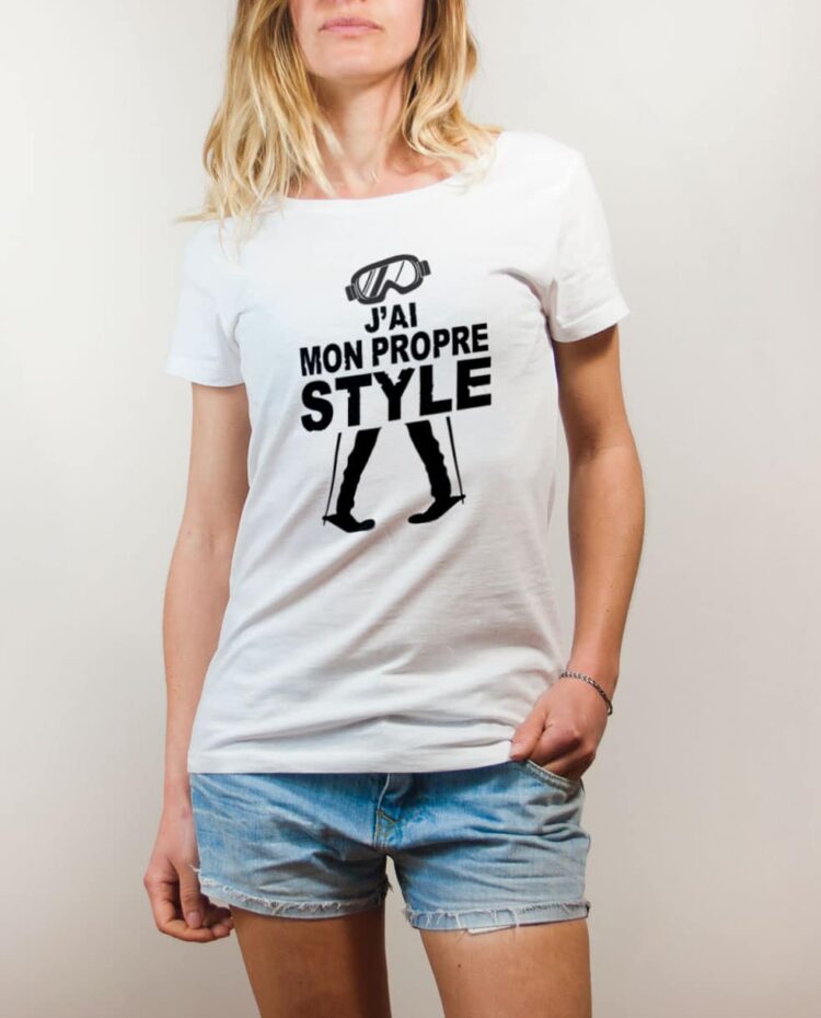T-shirt Ski : J'ai mon propre style femme blanc