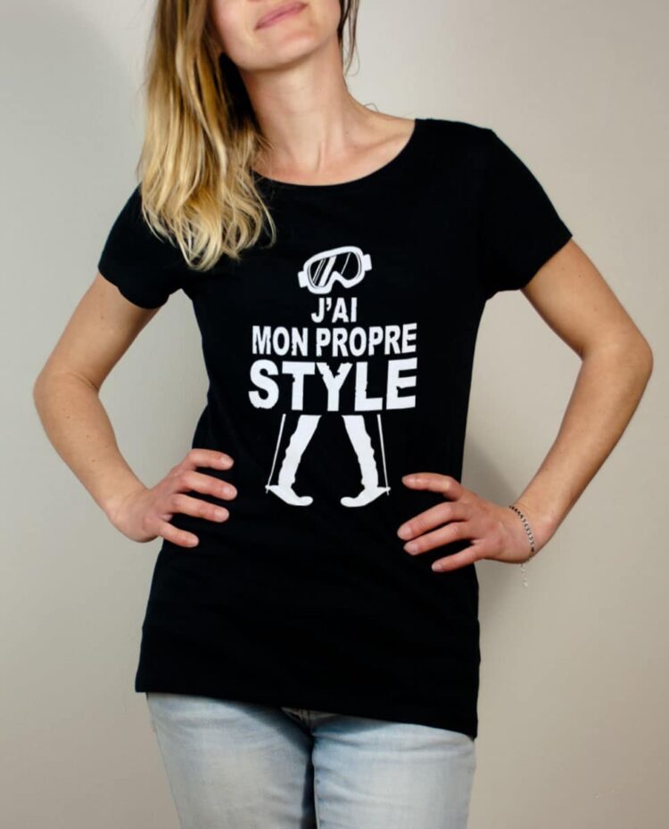 T-shirt Ski : J'ai mon propre style femme noir