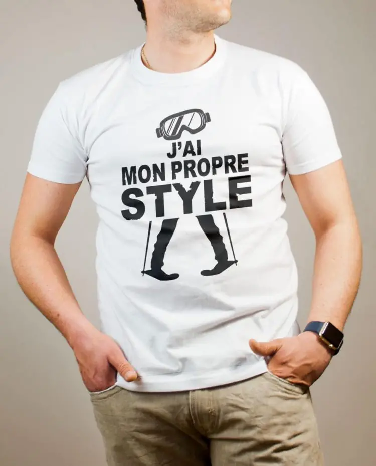 T-shirt Ski : J'ai mon propre style homme blanc