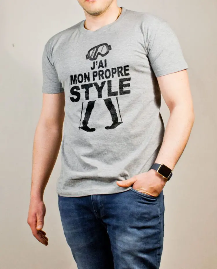 T-shirt Ski : J'ai mon propre style homme gris