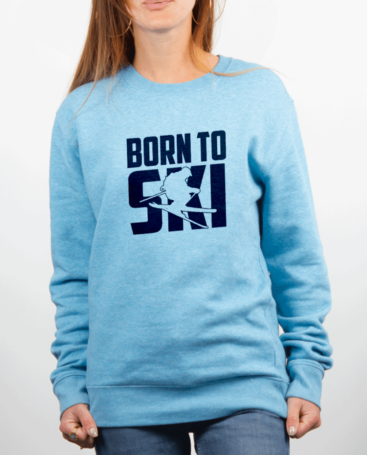 Pull Femme Bleu Ciel BORN TO SKI