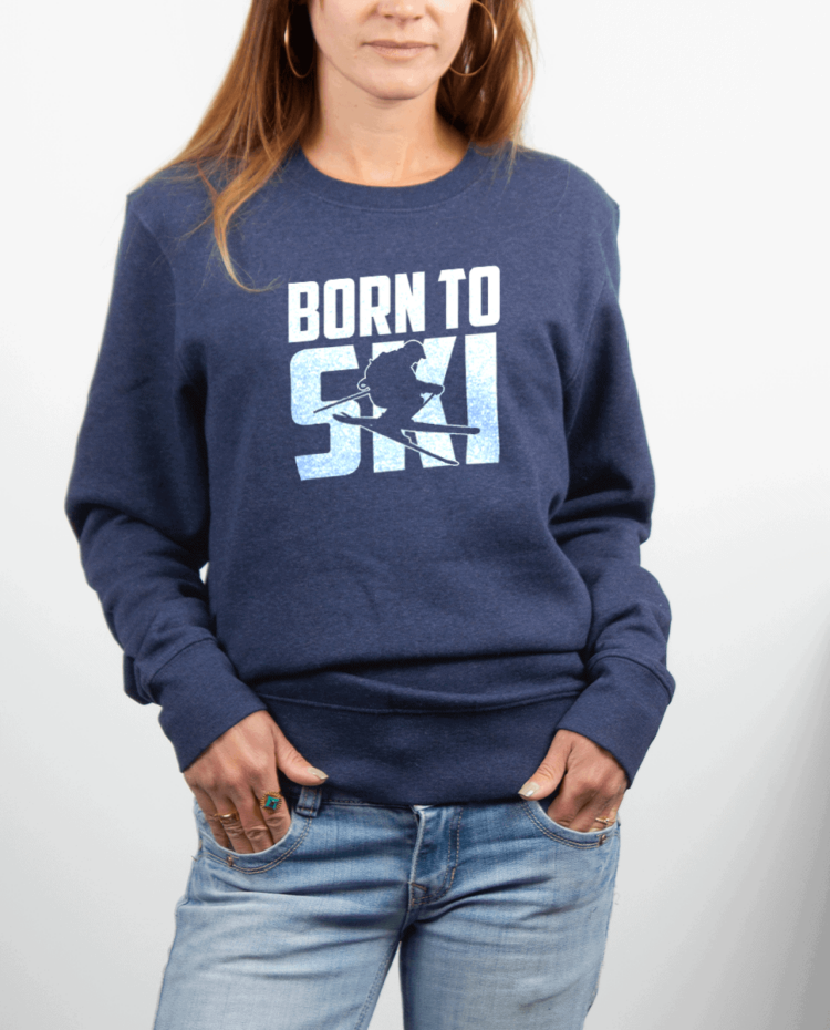 Pull Femme Bleu Jean BORN TO SKI