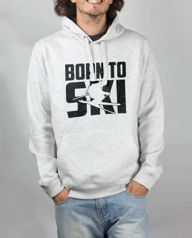 Sweat Blanc homme Born to Ski