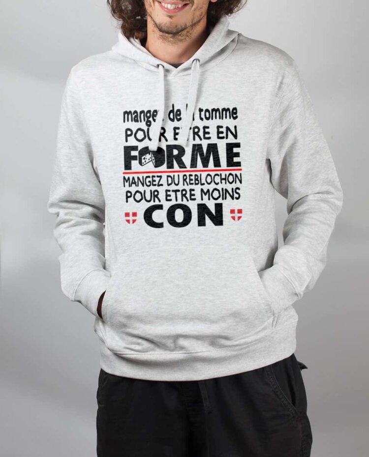 Sweat Blanc homme Mangez tomme forme mangez reblochon moin con