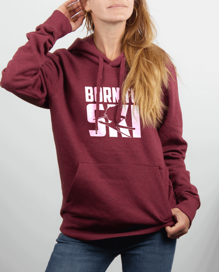 Sweat Femme rouge Bordeau BORN TO SKI