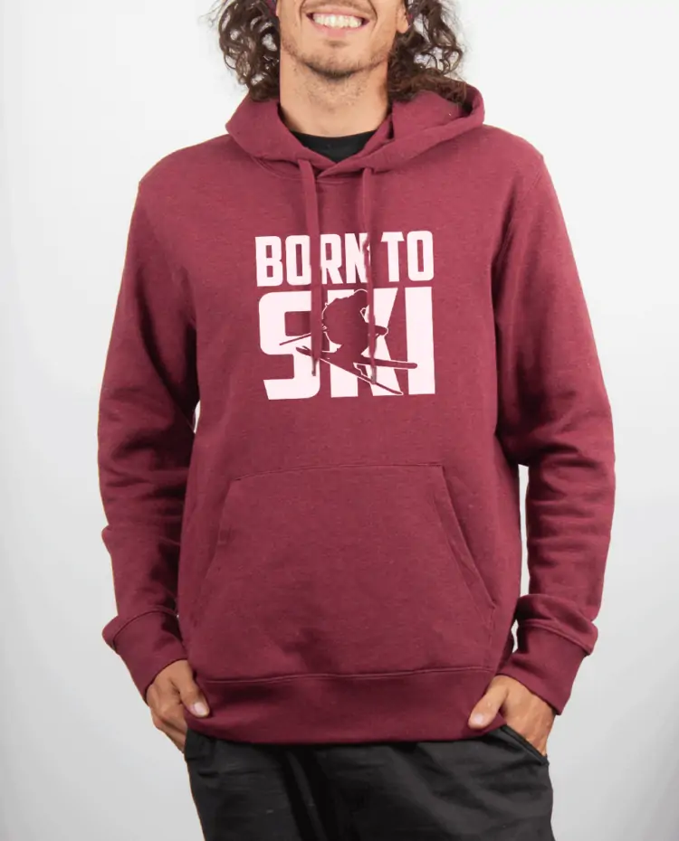 Sweat Homme Bordeau BORN TO SKI