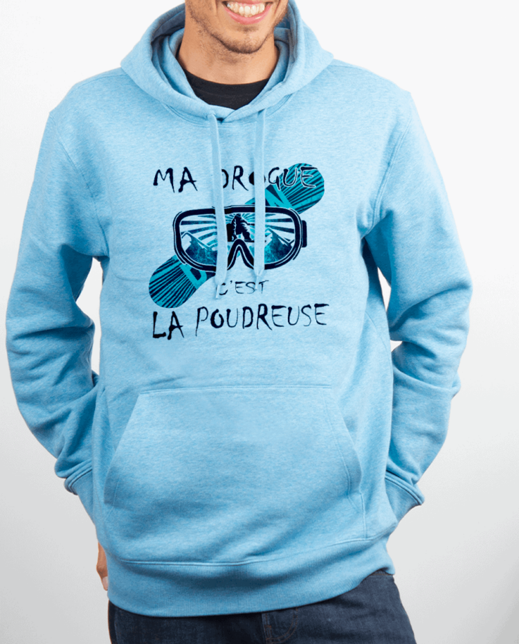 Sweat homme Bleu cie MA DROGUE CEST LA POUDREUSE SNOW