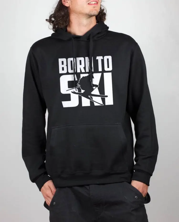 Sweat noir homme Born to Ski