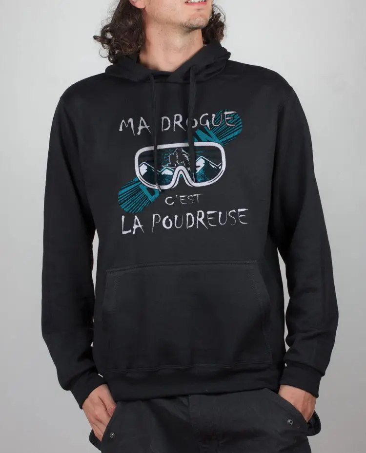 sweat noir Homme Ma drogue poudreuse SNOW