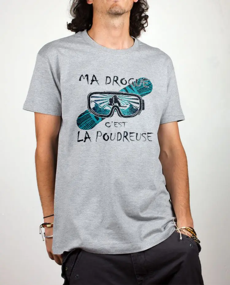 t shirt gris homme ma drogue poudreuse SNOW