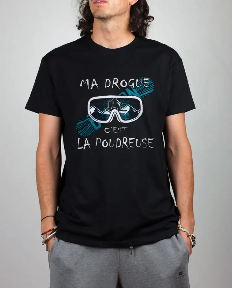 t shirt noir homme ma drogue poudreuse SNOW
