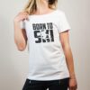 T-shirt Savoie : Born to Ski femme blanc