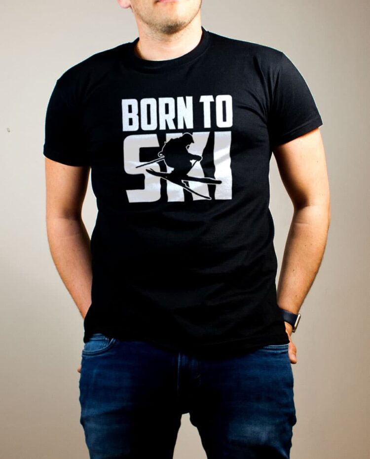 T-shirt Savoie : Born to Ski homme noir