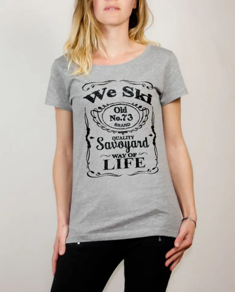 T-shirt Savoie : We Ski 73 ( Whiskey Jack Daniel's) femme gris