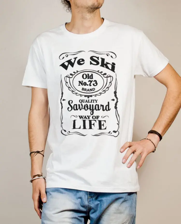 T-shirt Savoie : We Ski 73 ( Whiskey Jack Daniel's) homme blanc