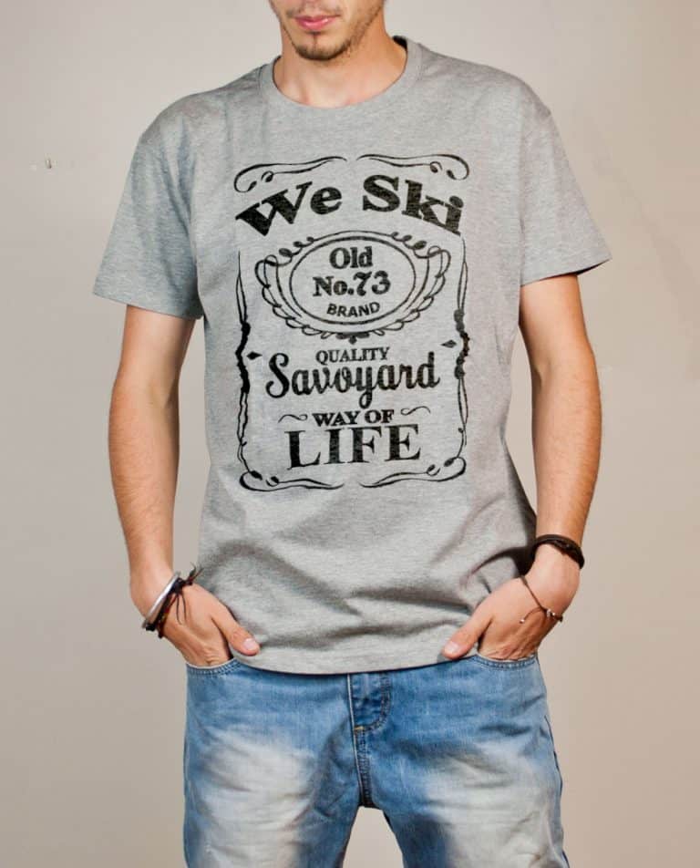 T-shirt Savoie : We Ski 73 ( Whiskey Jack Daniel's) homme gris