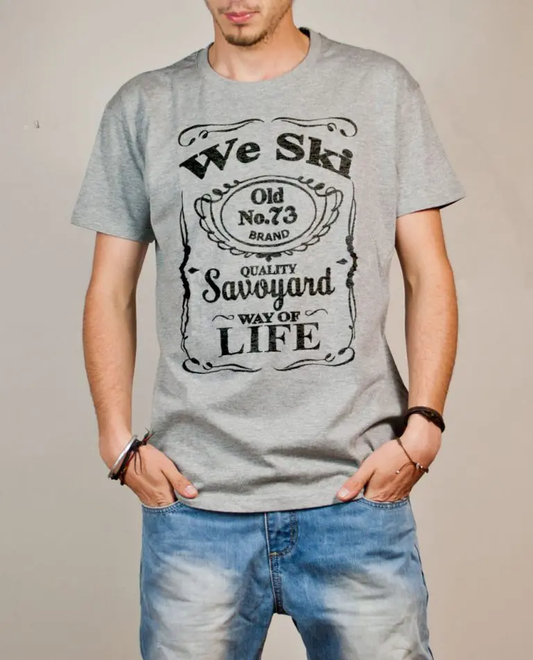 T-shirt Savoie : We Ski 73 ( Whiskey Jack Daniel's) homme gris