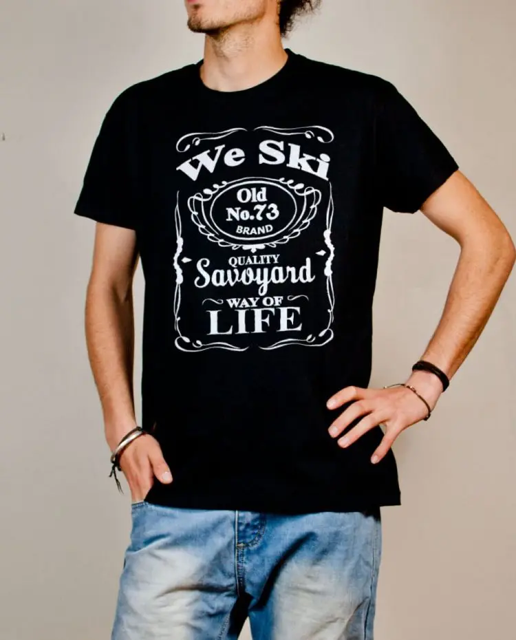 T-shirt Savoie : We Ski 73 ( Whiskey Jack Daniel's) homme noir
