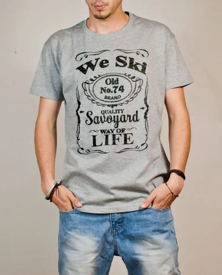 T-shirt Haute-Savoie : We Ski 74 ( Whiskey Jack Daniel's) homme gris