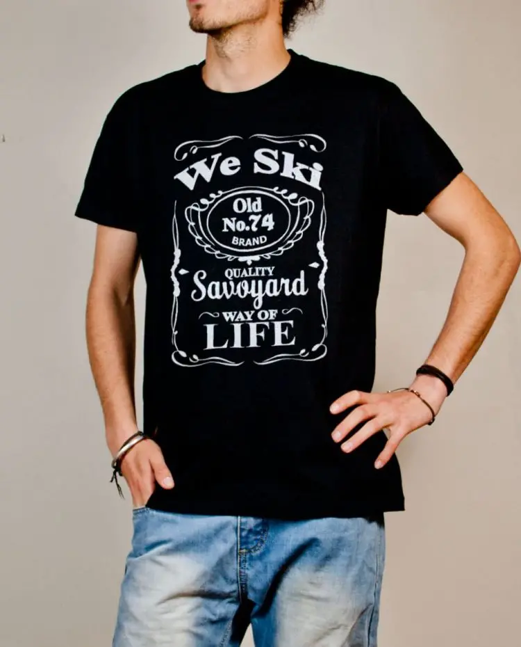 T-shirt Haute-Savoie : We Ski 74 ( Whiskey Jack Daniel's) homme noir