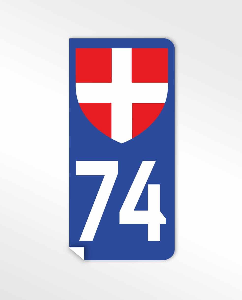 Stickers 74 haute savoie pour plaque d'immatriculation autocollant 74 haute  savoie region rhone alpes adhesif pour plaque departement 74 haute savoie  region rhone alpes