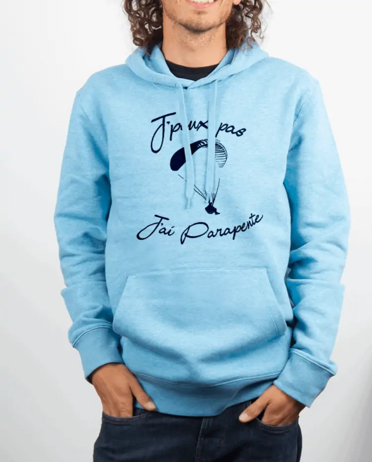 Sweat Homme Bleu ciel JPEUX PAS JAI PARAPENTE