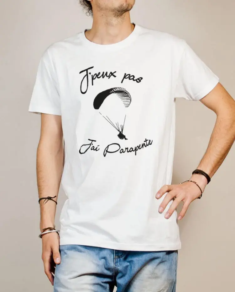 T-shirt Savoie : J'peux pas J'ai Parapente homme blanc