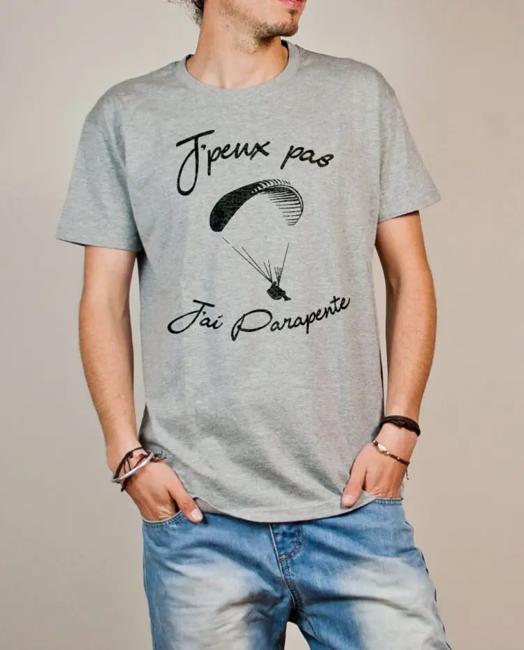 T-shirt Savoie : J'peux pas J'ai Parapente homme gris