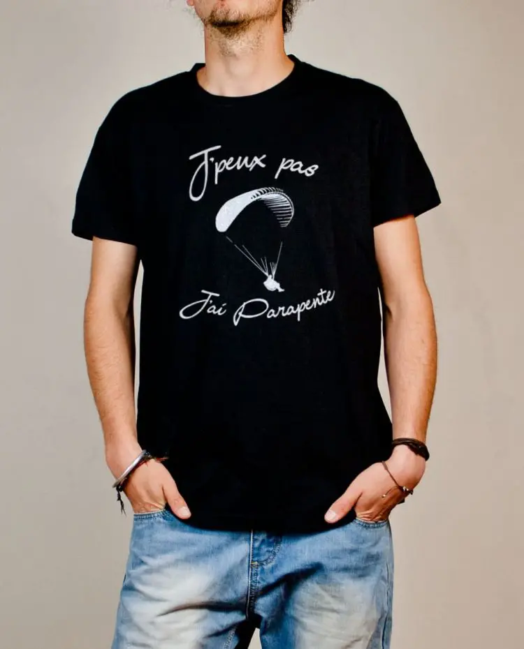 T-shirt Savoie : J'peux pas J'ai Parapente homme noir