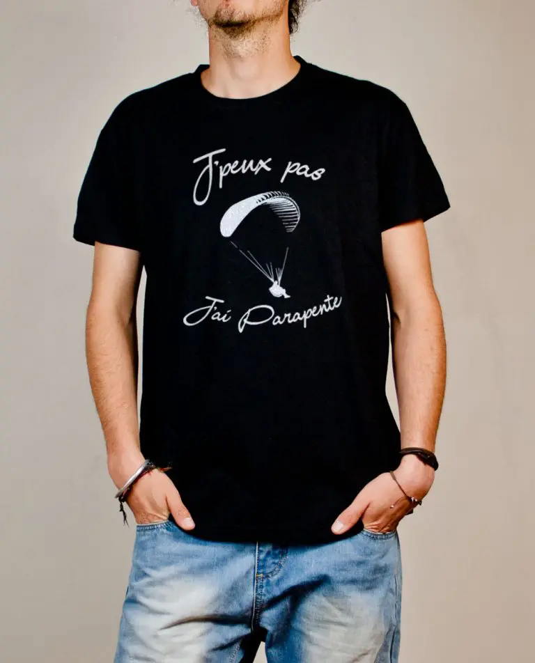 T-shirt Savoie : J'peux pas J'ai Parapente homme noir