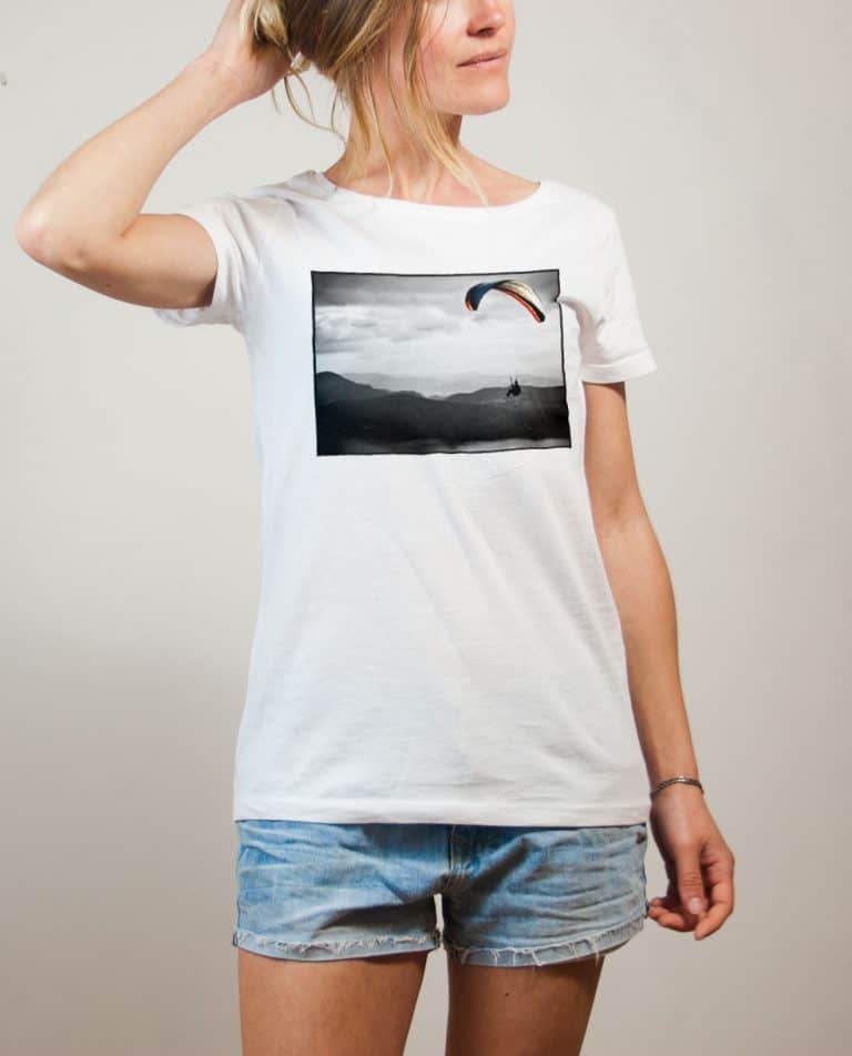 T-shirt Parapente paysage femme blanc