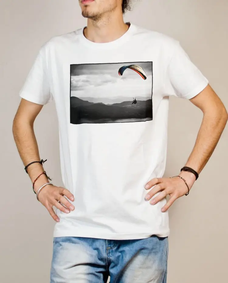 T-shirt Parapente paysage homme blanc