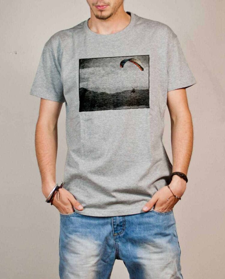 T-shirt Parapente paysage homme gris