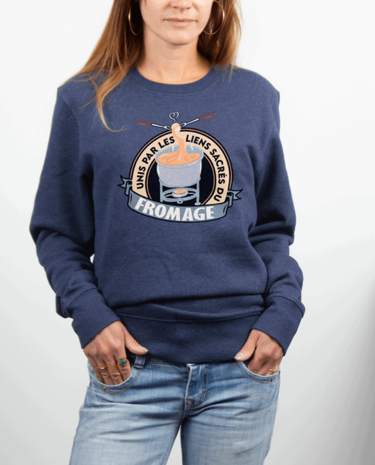 Pull Femme Bleu Jean UNIS PAR LES LIENS SACRES DU FROMAGE