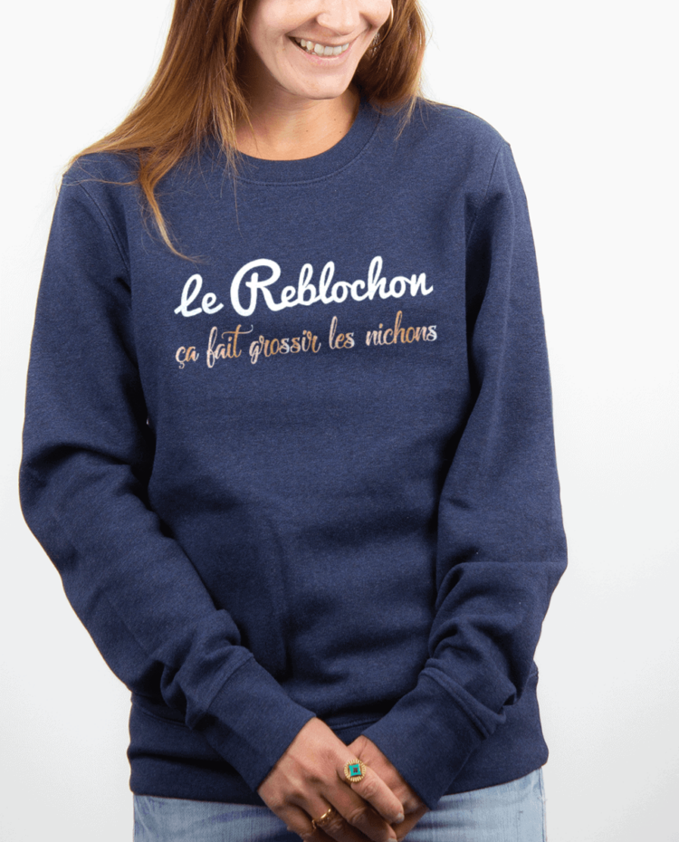 Pull Femme Bleu jean LE REBLOCHON CA FAIT GROSSIR LES NICHONS