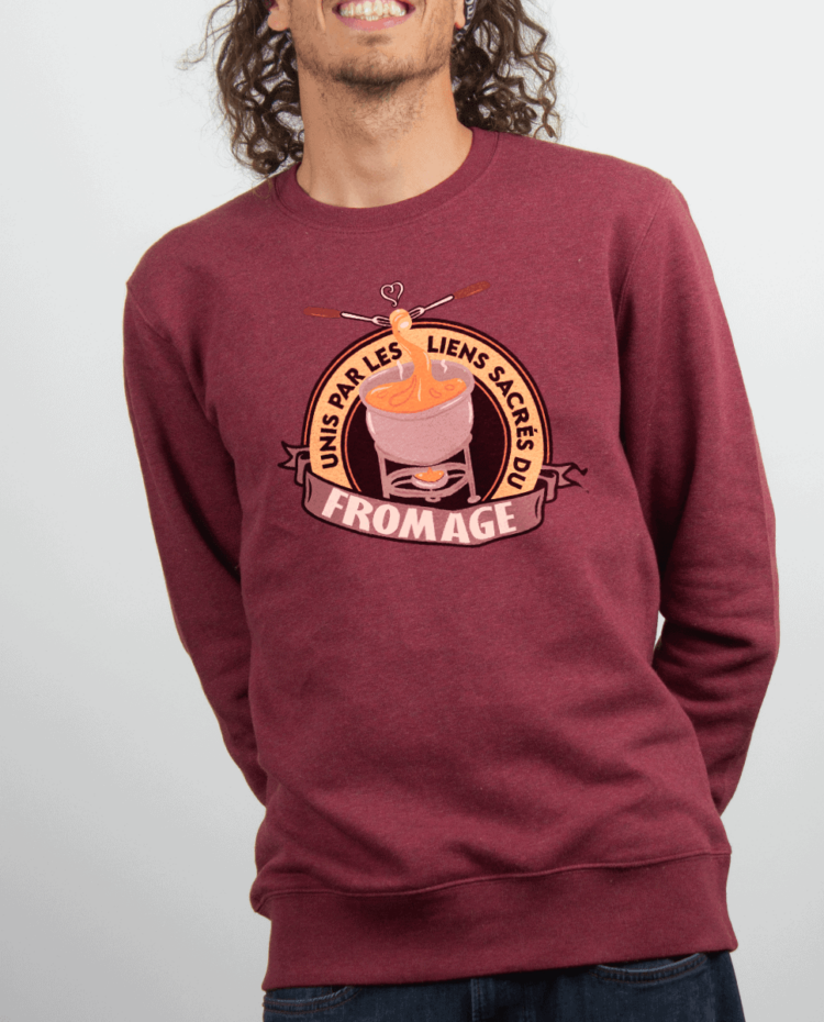 Pull Homme Bordeau UNIS PAR LES LIENS SACRES DU FROMAGE