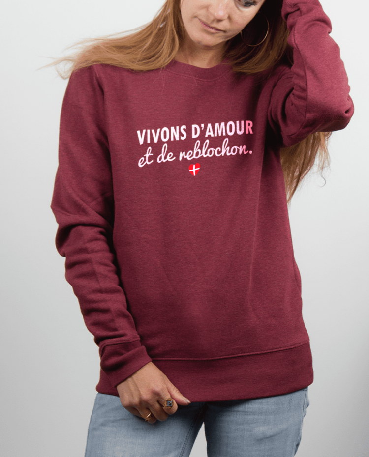 Pull femme rouge Bordeau Amour et reblochon