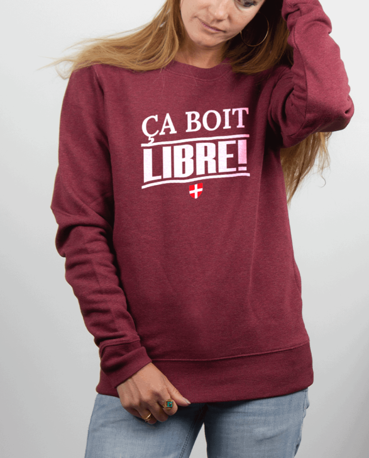 Pull femme rouge Bordeau CA BOIT LIBRE