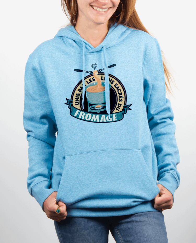 Sweat Femme Bleu Ciel UNIS PAR LES LIENS SACRES DU FROMAGE