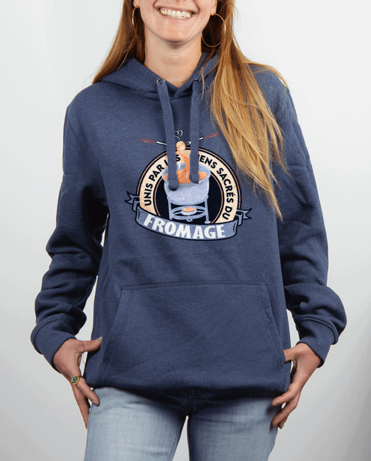 Sweat femme Bleu Jean UNIS PAR LES LIENS SACRES DU FROMAGE