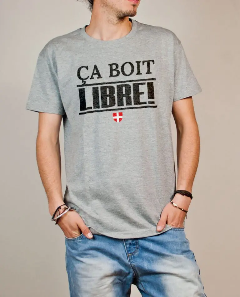 T-shirt Savoie Libre : Ça boit libre homme gris