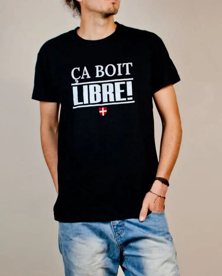 T-shirt Savoie Libre : Ça boit libre homme noir