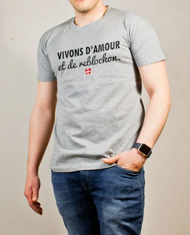 T-shirt Savoie : Vivons d'amour et de reblochon homme gris