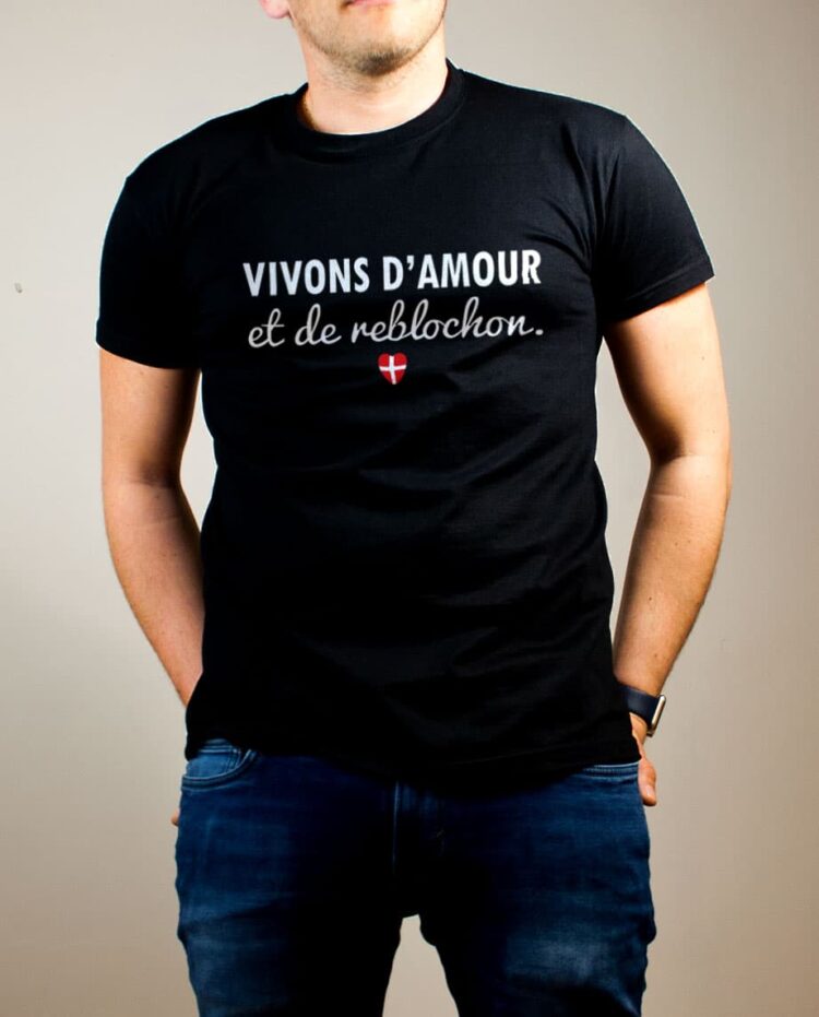 T-shirt Savoie : Vivons d'amour et de reblochon homme noir