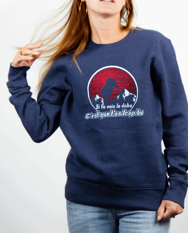 Pull Femme Bleu jean SI TU VOIS LE DAHU